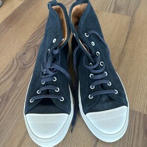 Men's Suede Suit Supply Dark Navy Blue High-Top Sneakers